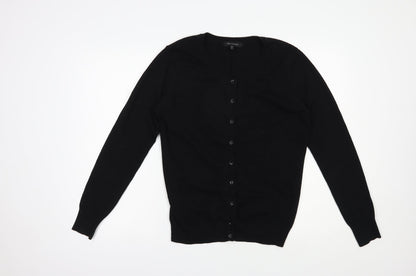 Real clothing Womens Black Round Neck  Cotton Cardigan Jumper Size L