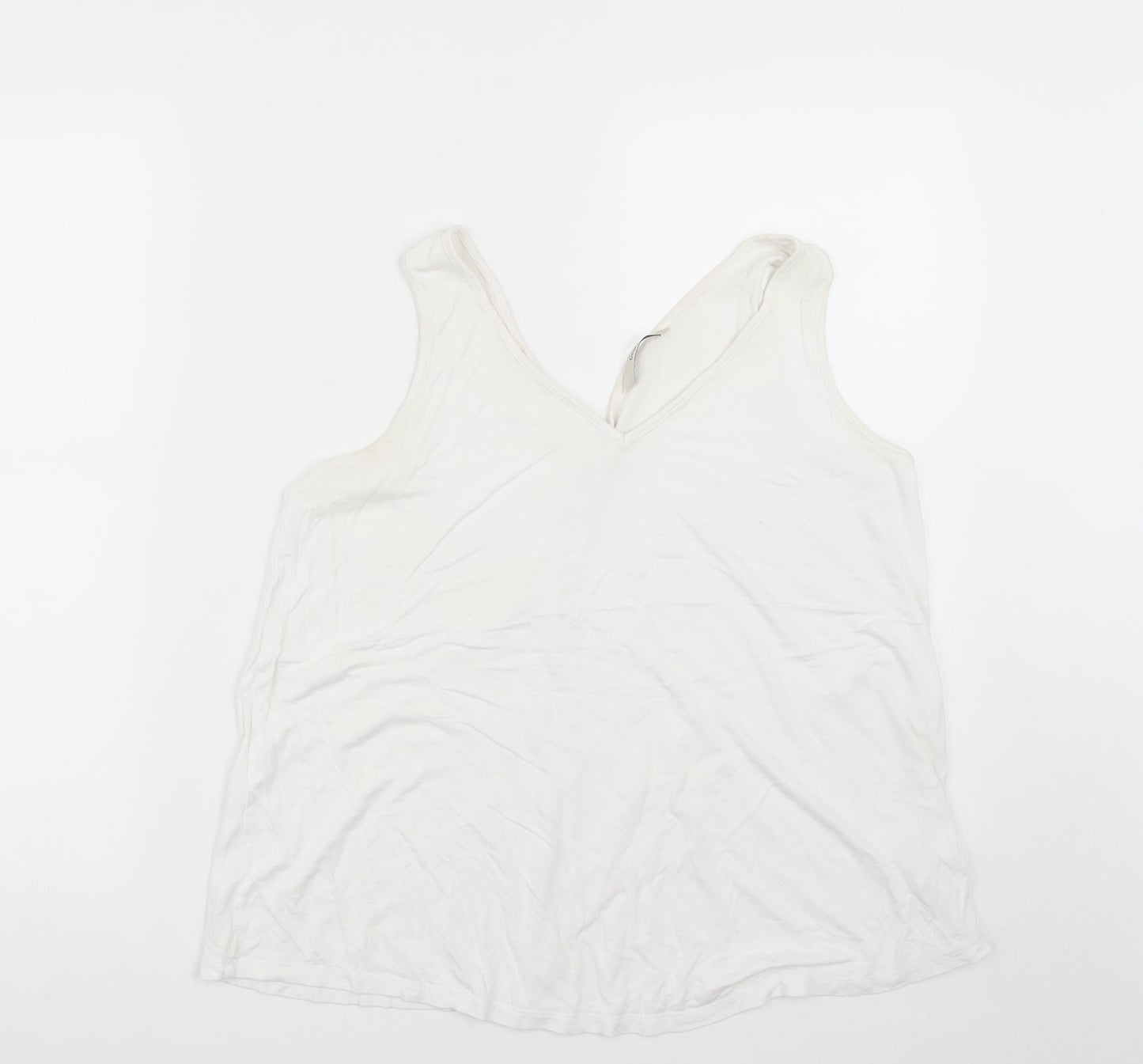 George Womens White  Viscose Basic Tank Size 12 V-Neck