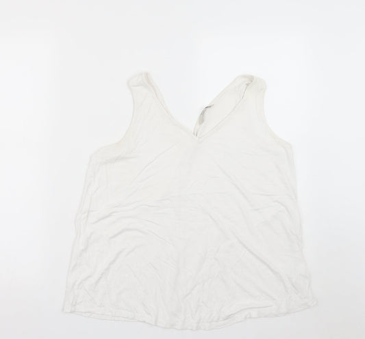 George Womens White  Viscose Basic Tank Size 12 V-Neck