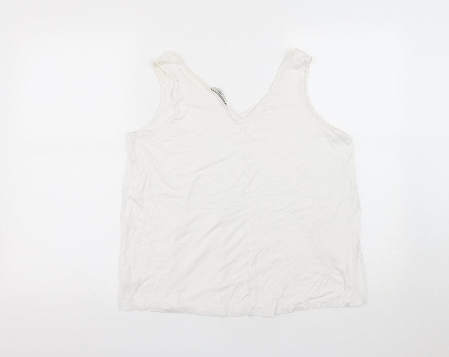 George Womens White  Viscose Basic Tank Size 12 V-Neck