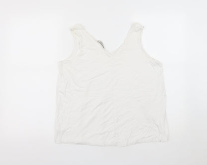George Womens White  Viscose Basic Tank Size 12 V-Neck