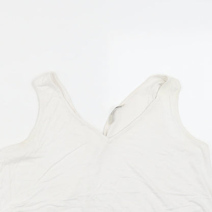 George Womens White  Viscose Basic Tank Size 12 V-Neck