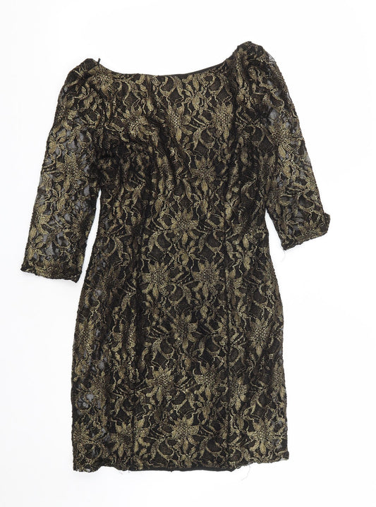 New Look Womens Gold  Nylon A-Line  Size 12  Round Neck Zip
