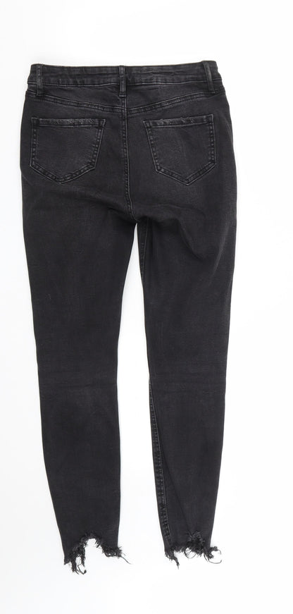 Denim & Co. Womens Black  Cotton Straight Jeans Size 8 L26 in Regular Zip