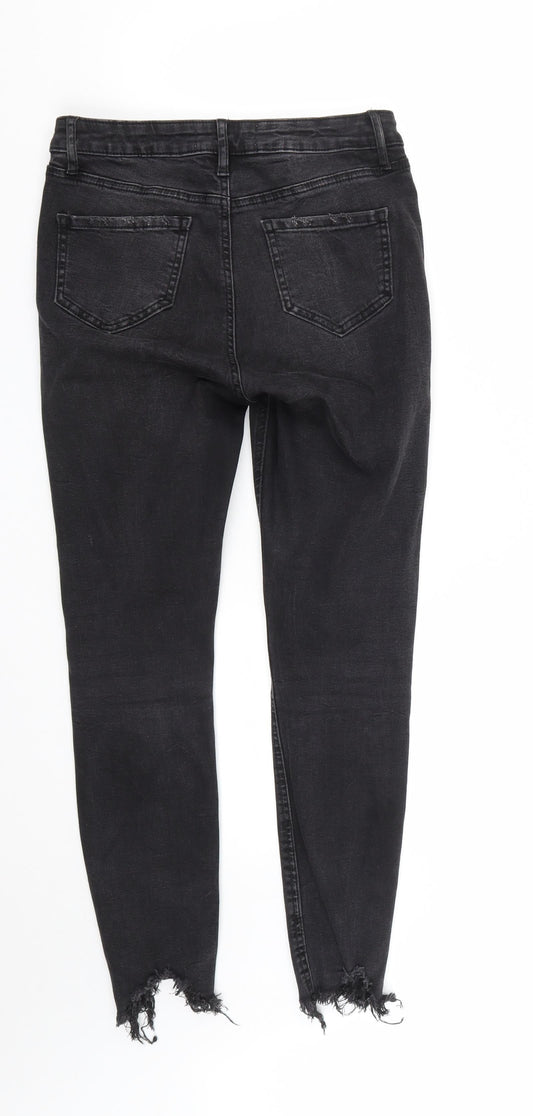 Denim & Co. Womens Black  Cotton Straight Jeans Size 8 L26 in Regular Zip