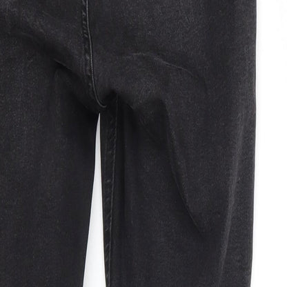 Denim & Co. Womens Black  Cotton Straight Jeans Size 8 L26 in Regular Zip