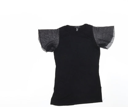 New Look Womens Black  Viscose Basic Blouse Size 8 Roll Neck