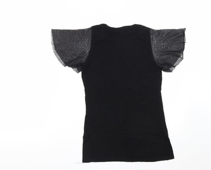 New Look Womens Black  Viscose Basic Blouse Size 8 Roll Neck