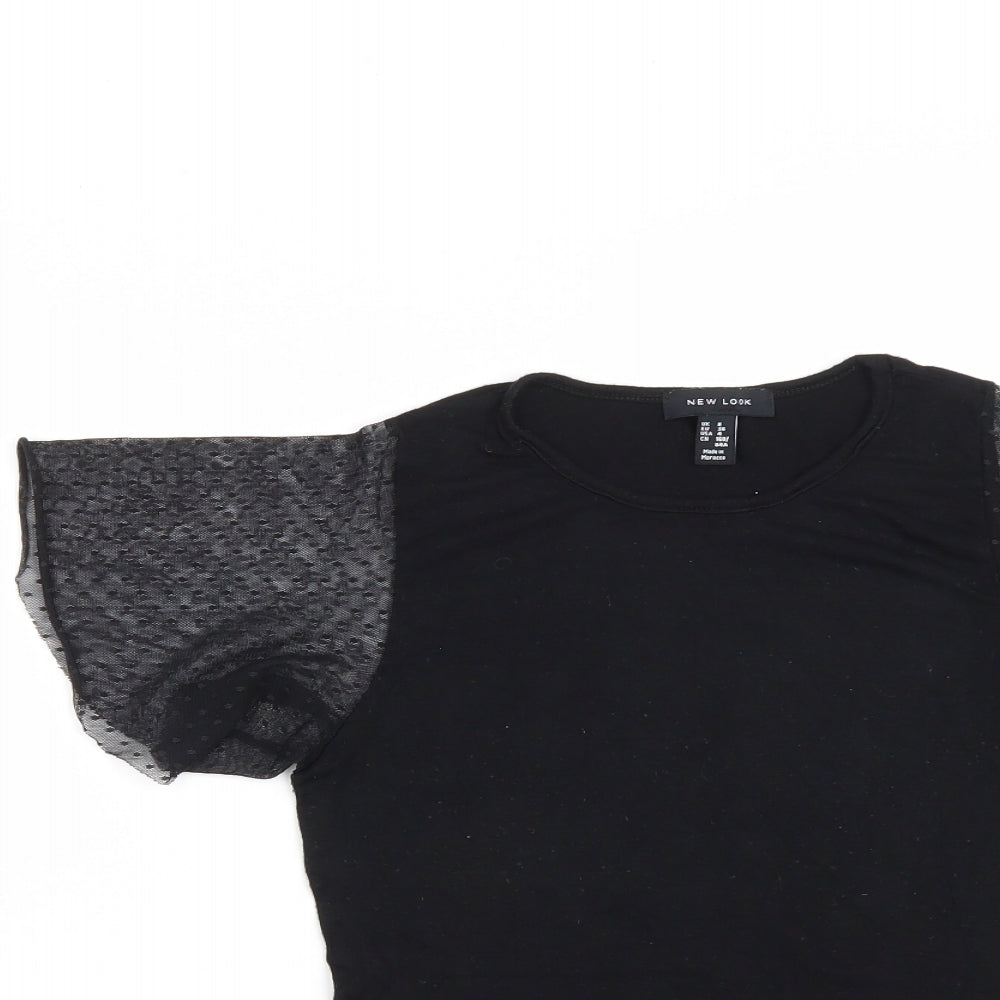 New Look Womens Black  Viscose Basic Blouse Size 8 Roll Neck
