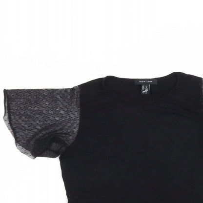 New Look Womens Black  Viscose Basic Blouse Size 8 Roll Neck