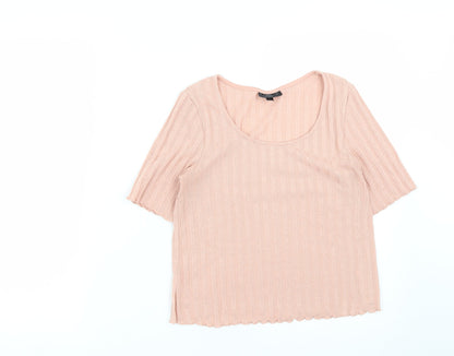 Womens UK Size 8 Topshop Pink Cropped T-Shirt