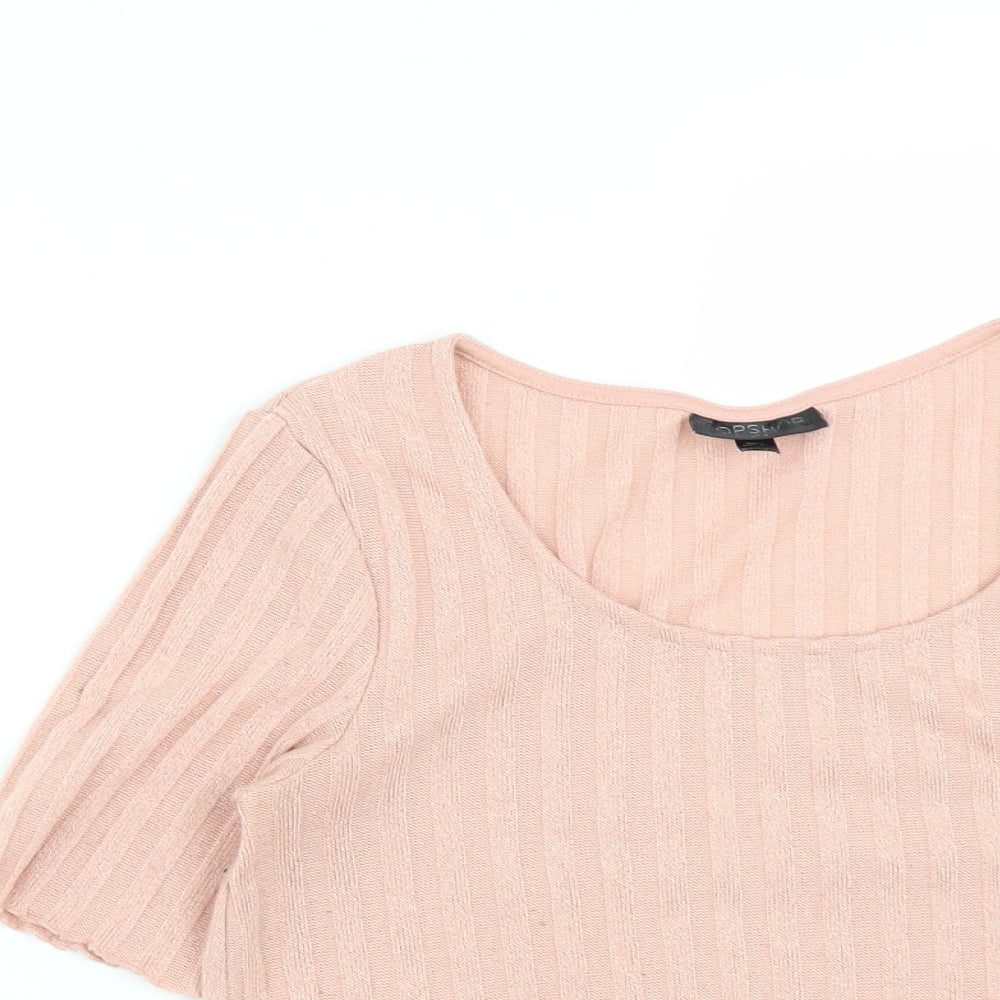 Womens UK Size 8 Topshop Pink Cropped T-Shirt