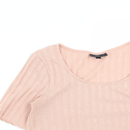 Womens UK Size 8 Topshop Pink Cropped T-Shirt