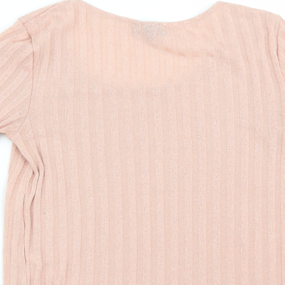 Womens UK Size 8 Topshop Pink Cropped T-Shirt