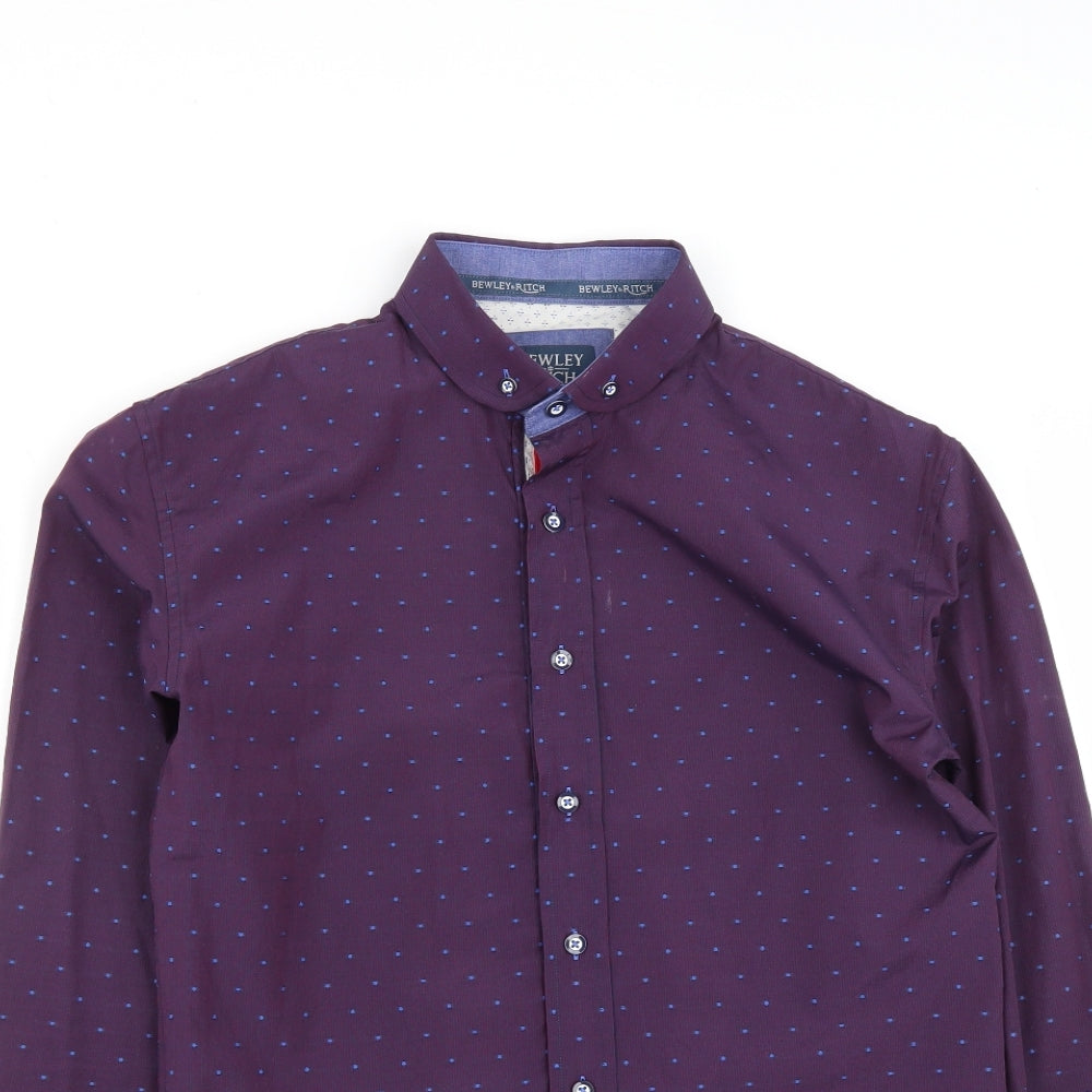 Mens UK Size S Bewley&Ritch Purple  Button-Up Long Sleeve Casual Shirt