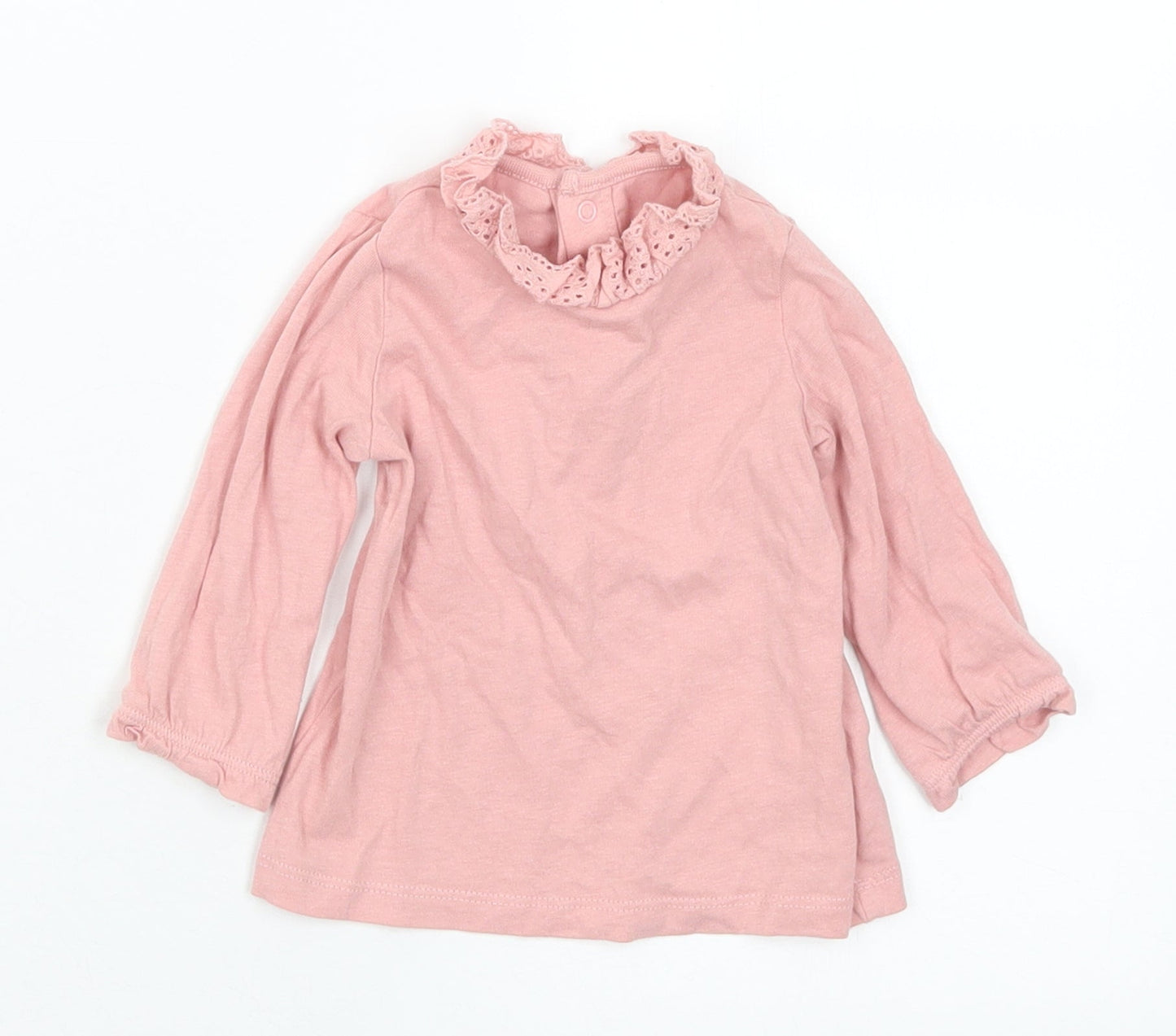 F&F Girls Pink  Cotton Basic T-Shirt Size 0-3 Months Collared Snap