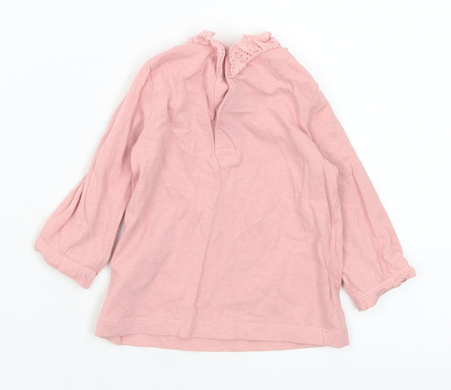 F&F Girls Pink  Cotton Basic T-Shirt Size 0-3 Months Collared Snap