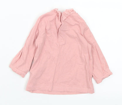F&F Girls Pink  Cotton Basic T-Shirt Size 0-3 Months Collared Snap