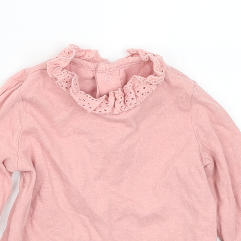 F&F Girls Pink  Cotton Basic T-Shirt Size 0-3 Months Collared Snap