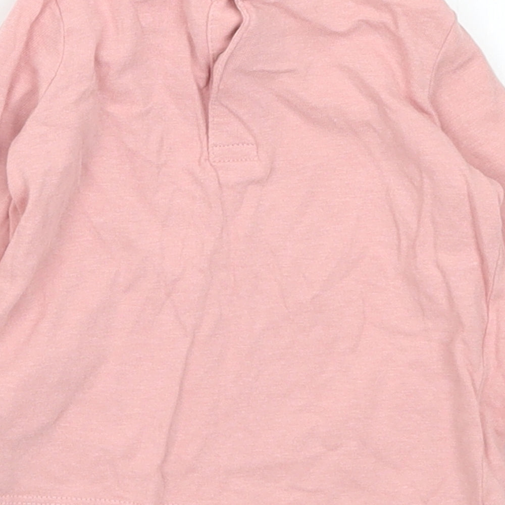 F&F Girls Pink  Cotton Basic T-Shirt Size 0-3 Months Collared Snap