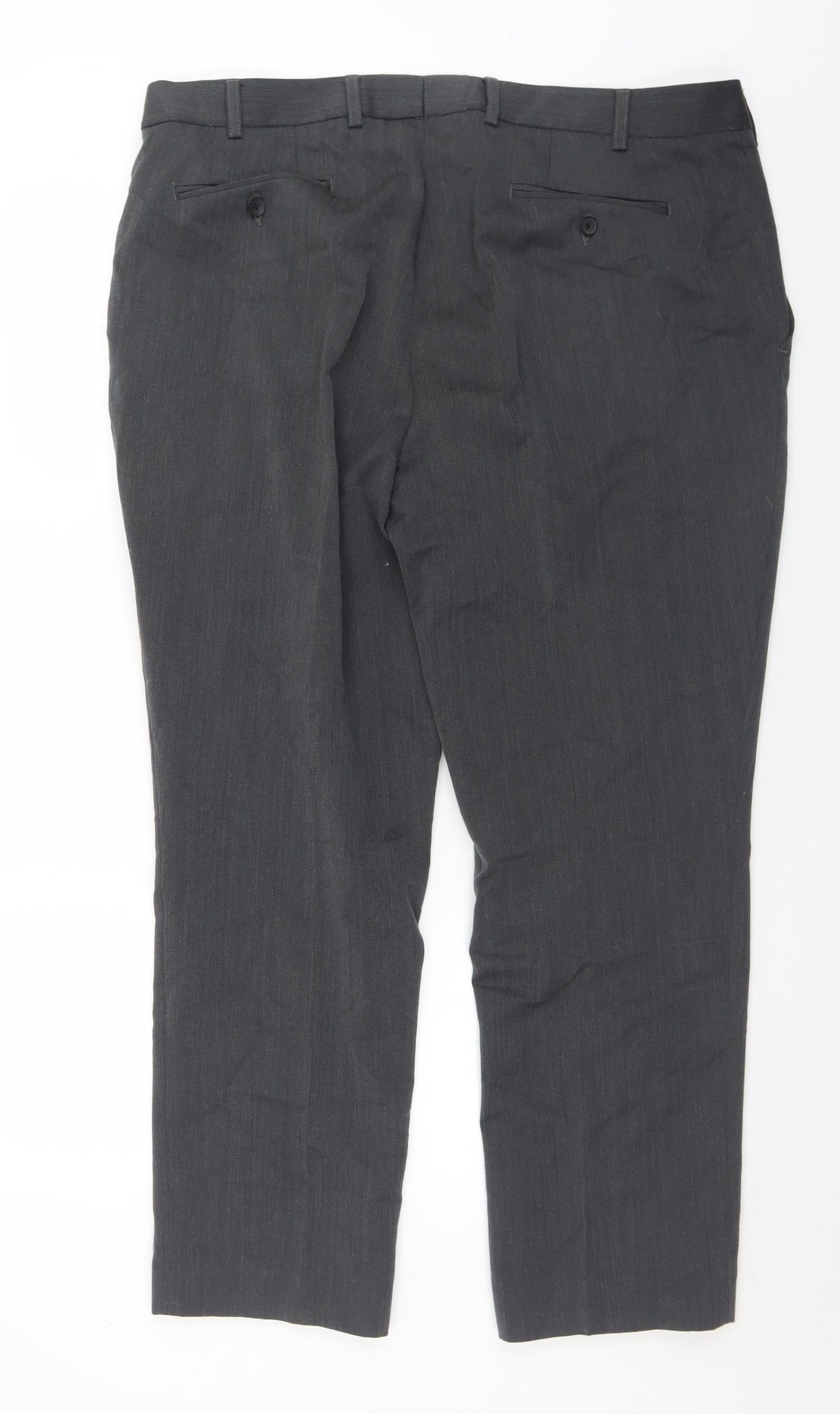 DGs Mens Grey  Polyester Trousers  Size 40 in L29 in Regular Button