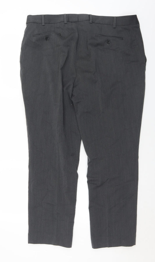 DGs Mens Grey  Polyester Trousers  Size 40 in L29 in Regular Button