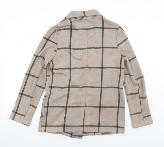 ASOS Womens Beige Plaid  Jacket  Size 8  Snap
