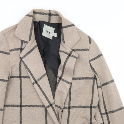 ASOS Womens Beige Plaid  Jacket  Size 8  Snap