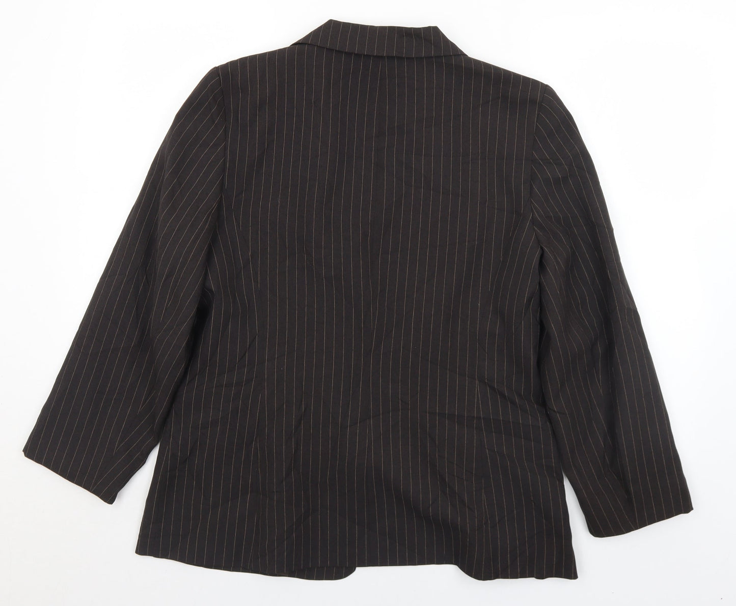 BHS Womens Brown Pinstripe Polyester Jacket Suit Jacket Size 16