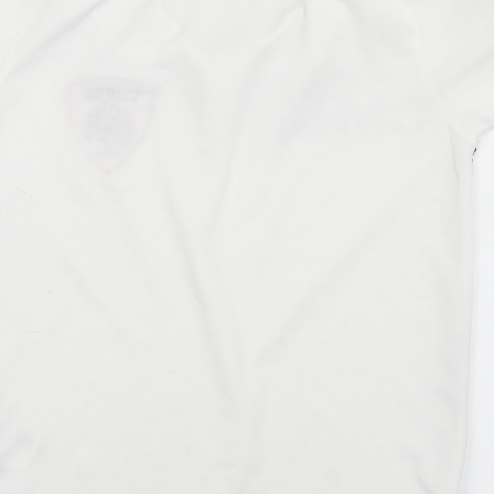 Uhlsport Boys White  Polyester Basic Polo Size 10-11 Years Collared  - Ballyoran Football Club