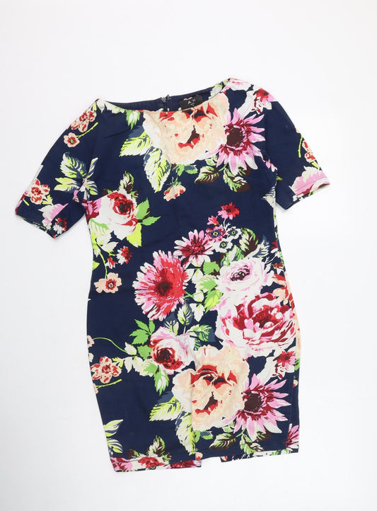 AX Paris Womens Multicoloured Floral Cotton Bodycon  Size 12  Round Neck