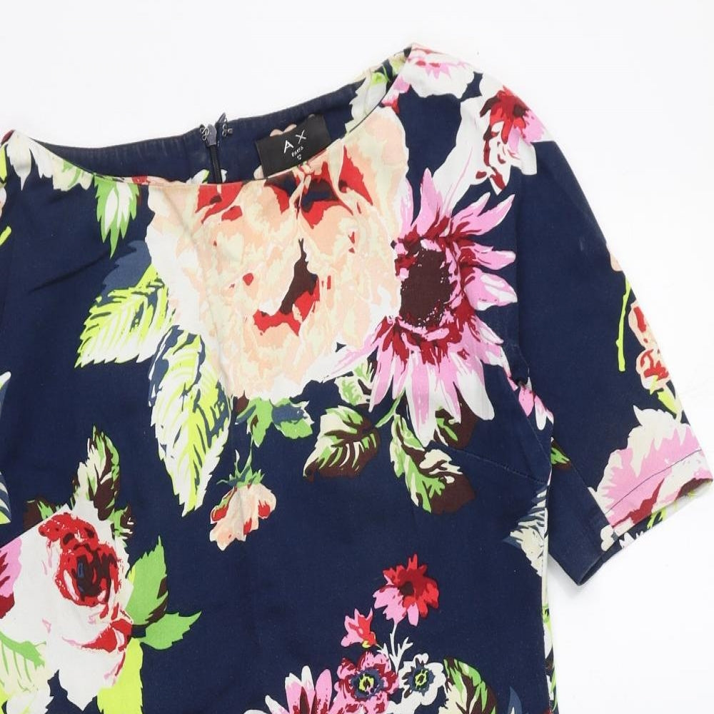 AX Paris Womens Multicoloured Floral Cotton Bodycon  Size 12  Round Neck