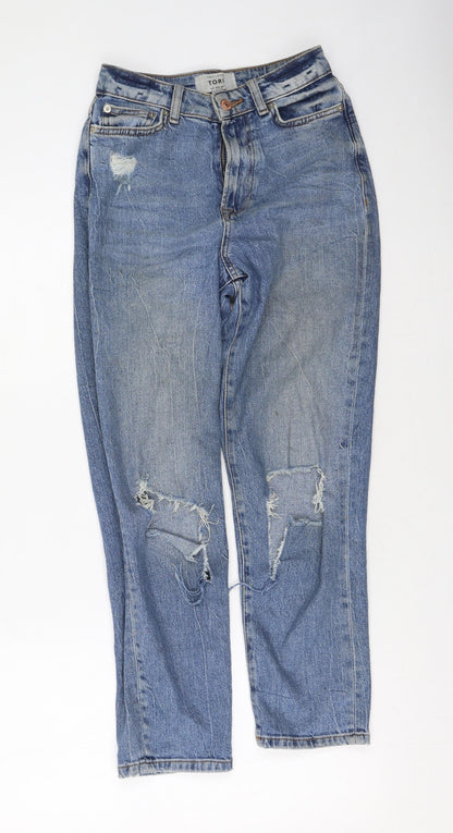 New Look Womens Blue  Cotton Mom Jeans Size 6 L27 in Regular