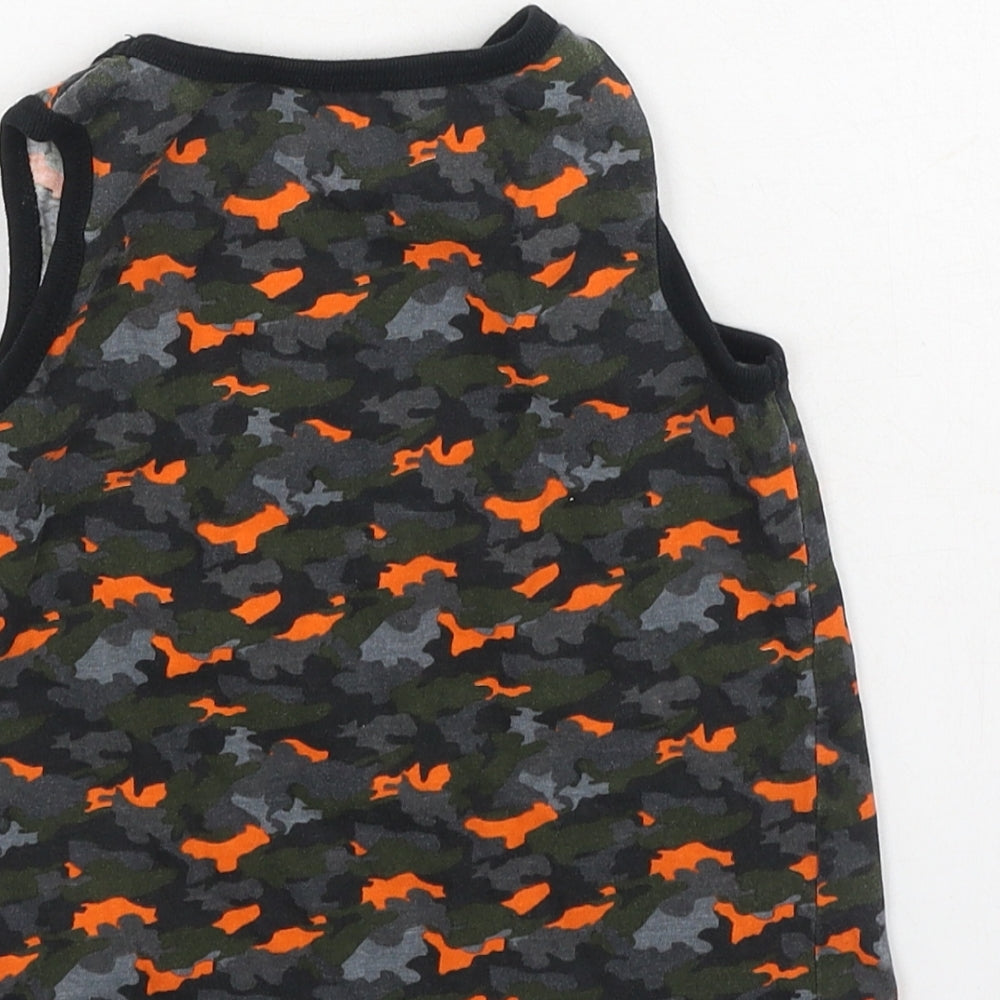 Primark  Boys Multicoloured Animal Print Cotton Basic Tank Size 5-6 Years Round Neck