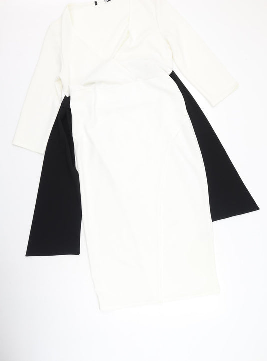 Boohoo Womens Multicoloured  Polyester Bodycon  Size 14  V-Neck