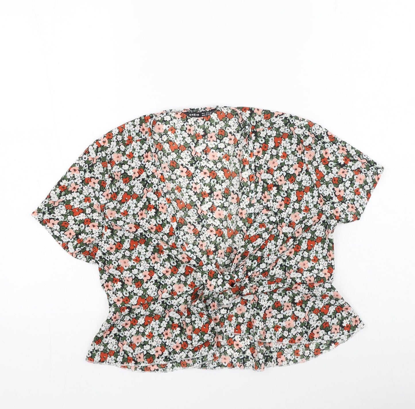 SheIn Womens Multicoloured Floral Polyester  Blouse Size S V-Neck