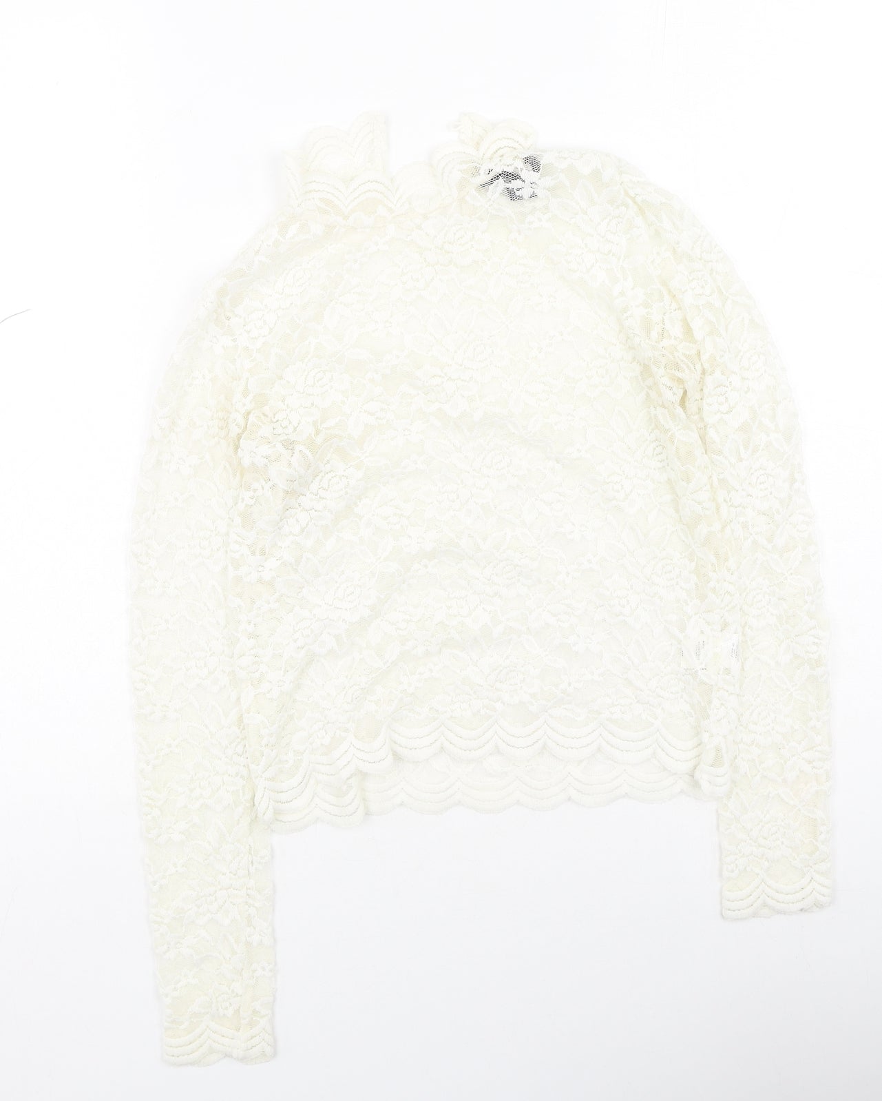 Primark Womens Ivory  Nylon  Blouse Size 8 Round Neck