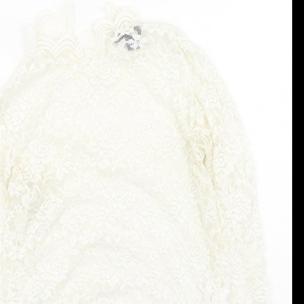 Primark Womens Ivory  Nylon  Blouse Size 8 Round Neck