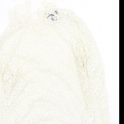 Primark Womens Ivory  Nylon  Blouse Size 8 Round Neck