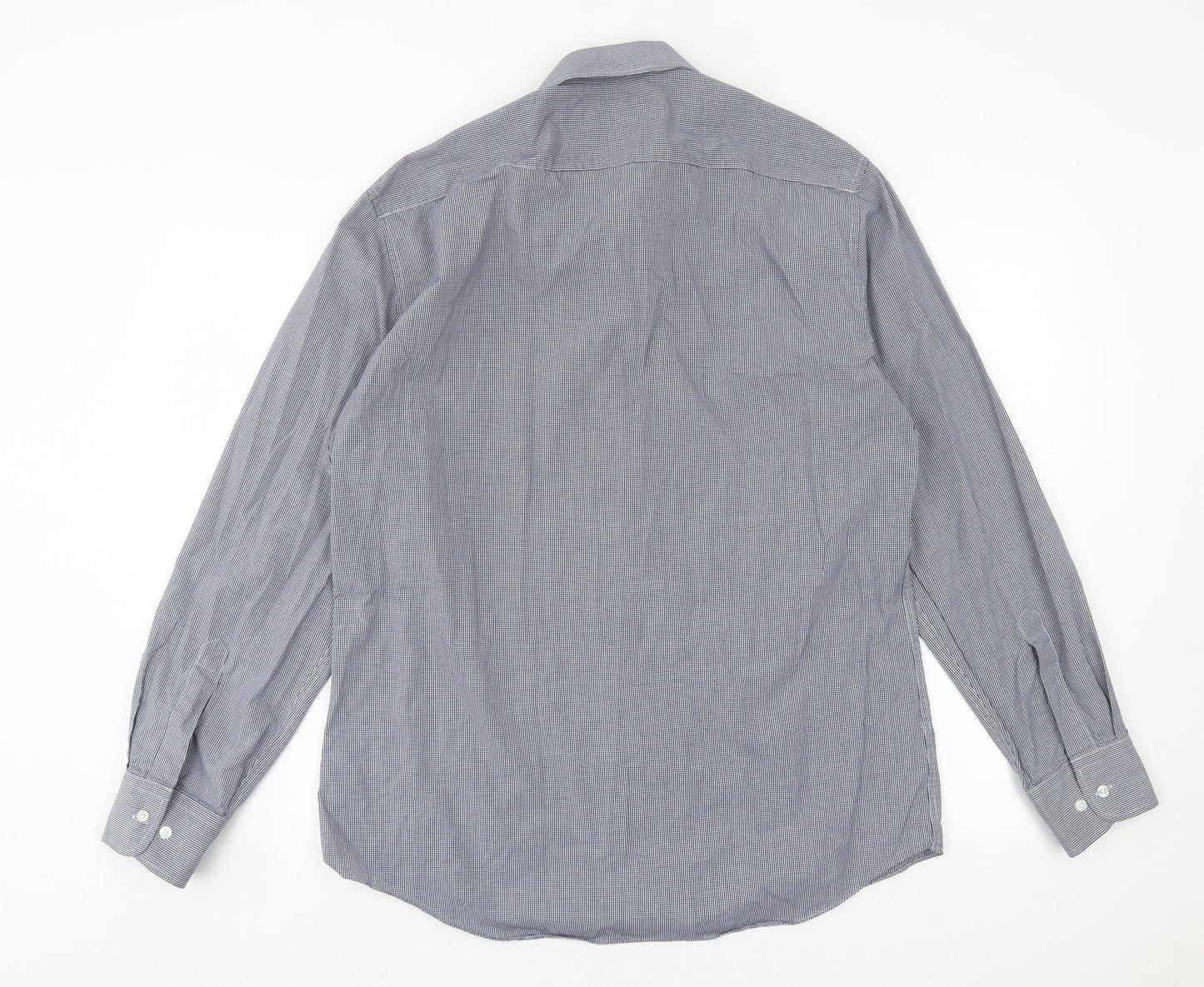 Mens UK Size 16.5 Marks and Spencer Blue  Button-Up Long Sleeve Casual Shirt