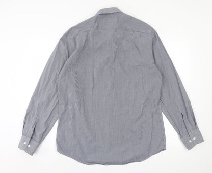 Mens UK Size 16.5 Marks and Spencer Blue  Button-Up Long Sleeve Casual Shirt