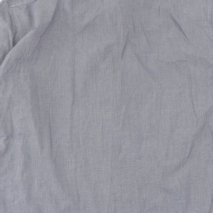 Mens UK Size 16.5 Marks and Spencer Blue  Button-Up Long Sleeve Casual Shirt