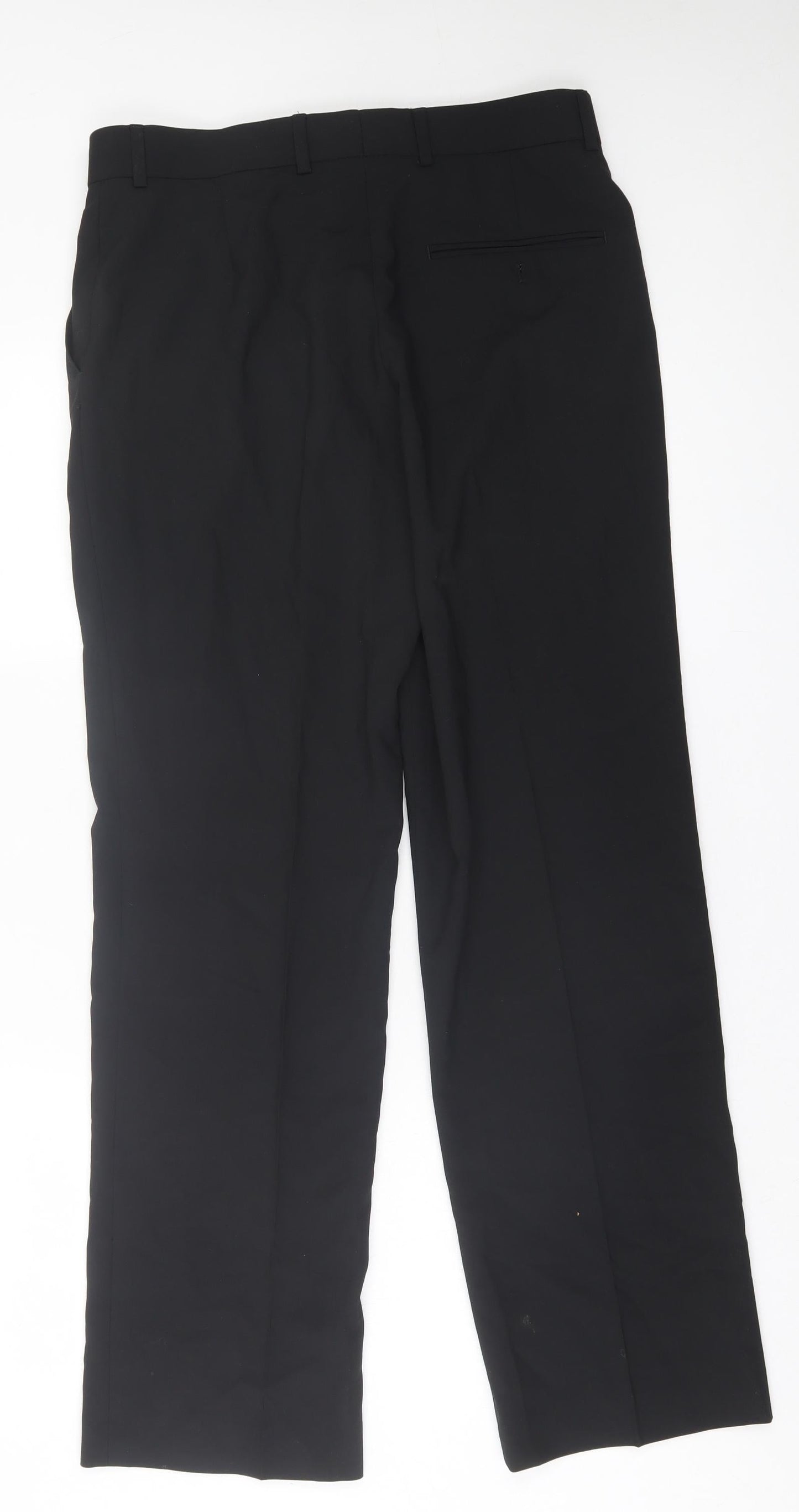 Preworn Mens Black  Polyester Trousers  Size 32 in L31 in Regular Button