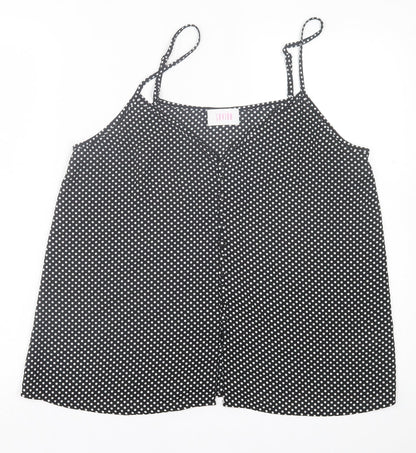 Savida Womens Black Polka Dot Polyester Basic Tank Size L V-Neck