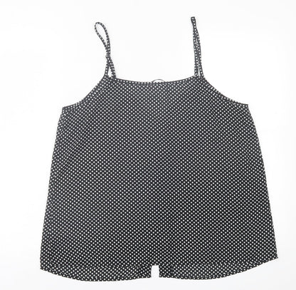Savida Womens Black Polka Dot Polyester Basic Tank Size L V-Neck
