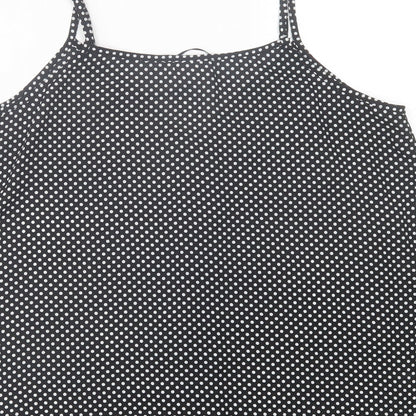 Savida Womens Black Polka Dot Polyester Basic Tank Size L V-Neck