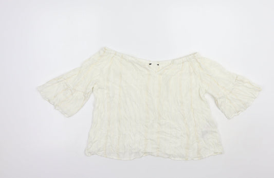 Womens UK Size 10 New Look White Basic Blouse