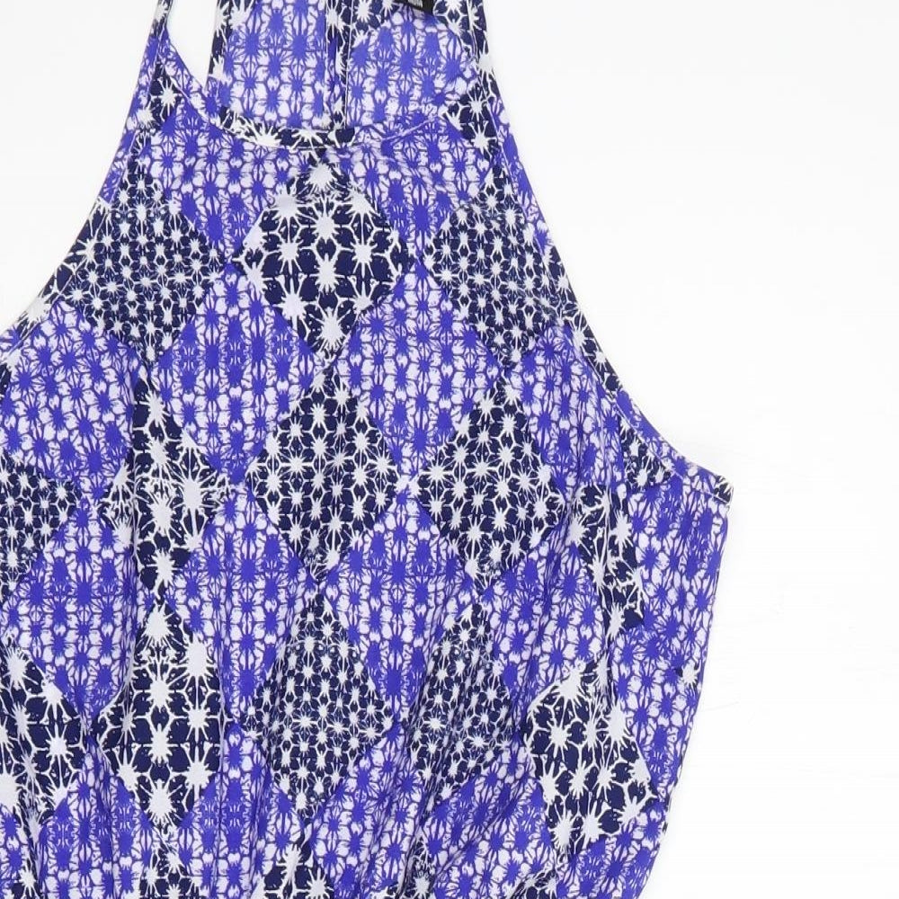 Atmosphere Womens Blue Geometric Polyester Playsuit One-Piece Size 8  Button