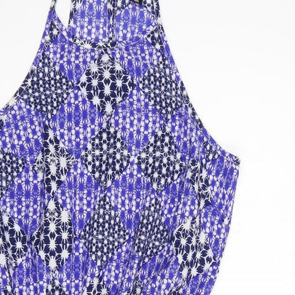 Atmosphere Womens Blue Geometric Polyester Playsuit One-Piece Size 8  Button