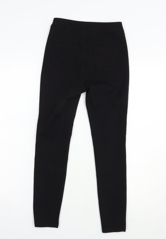 SheIn Womens Black  Viscose Capri Trousers Size XS L23 in Regular Button